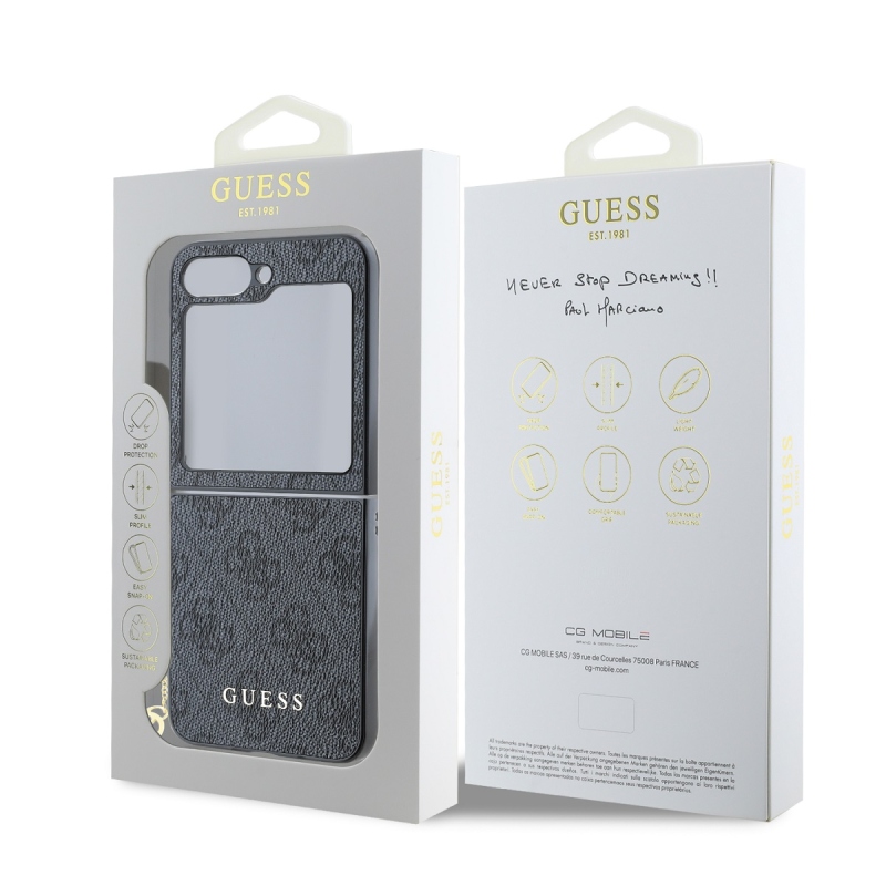 Guess 4G Charm Zadný Kryt pre Samsung Galaxy Z Flip 6 Grey
