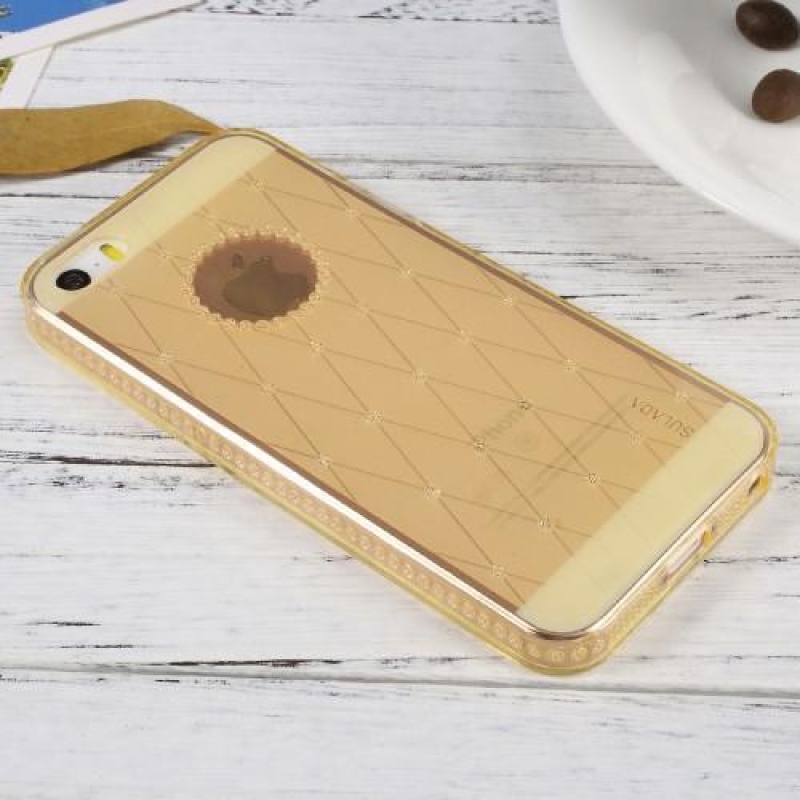 SHINE gélový obal s trblietavými kamienkami na iPhone 5 a 5S - zlatý