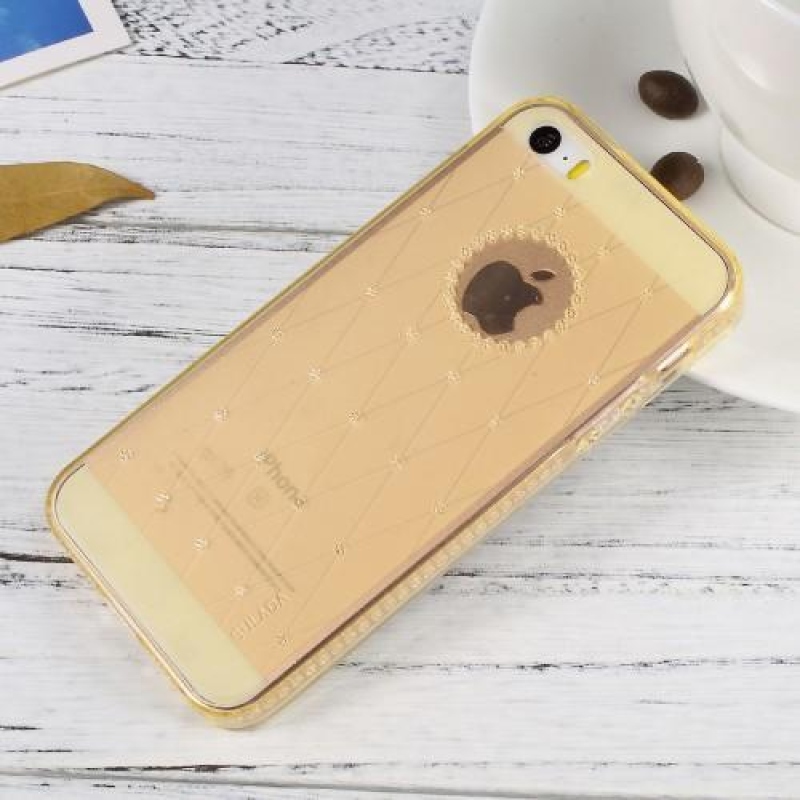 SHINE gélový obal s trblietavými kamienkami na iPhone 5 a 5S - zlatý