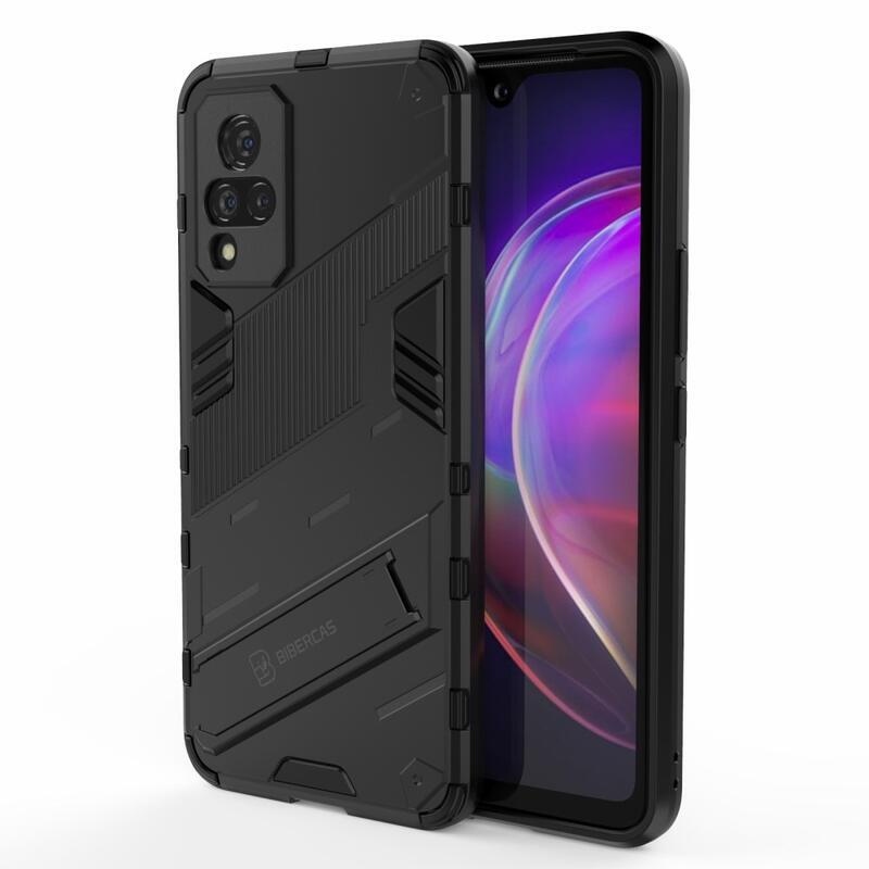 Shock odolný hybridný kryt s výklopným stojanom na mobil Vivo V21 4G/5G - čierny