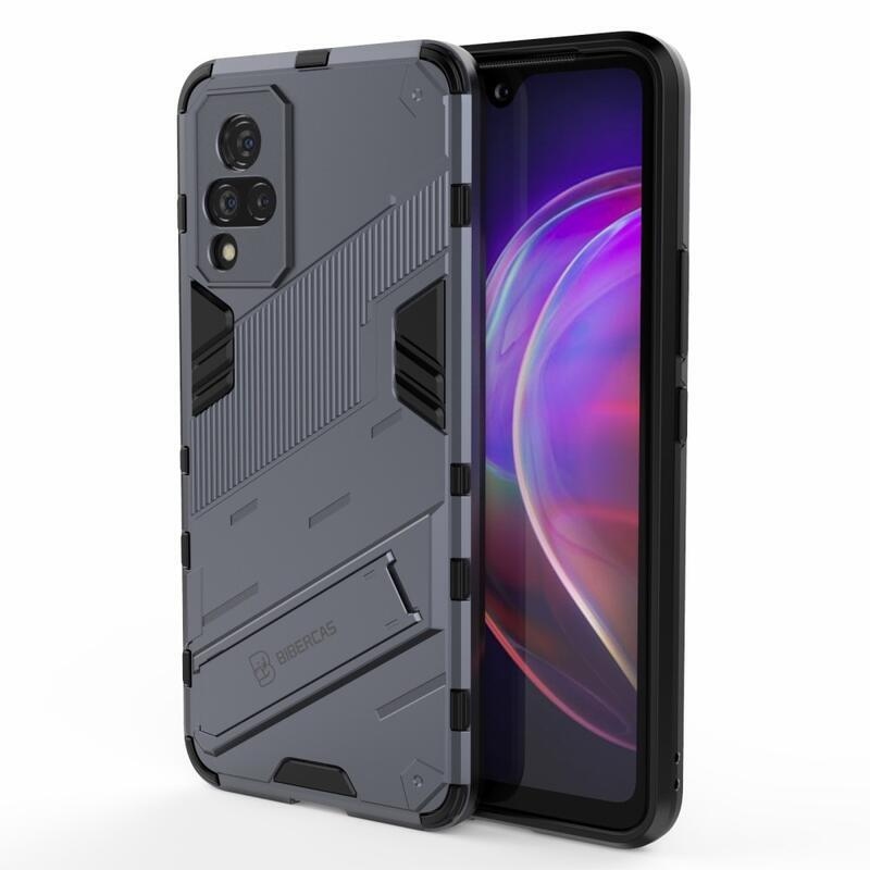 Shock odolný hybridný kryt s výklopným stojanom na mobil Vivo V21 4G/5G - tmavomodrý