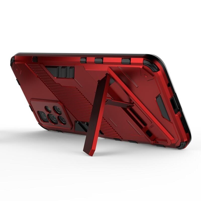 Shock odolný hybridný kryt s výklopným stojanom na mobil Xiaomi Redmi 10/Redmi 10 (2022) - červený