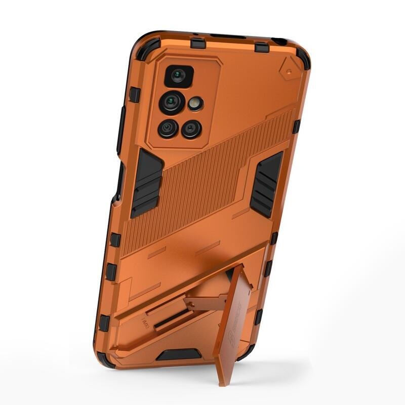 Shock odolný hybridný kryt s výklopným stojanom na mobil Xiaomi Redmi 10/Redmi 10 (2022) - oranžový