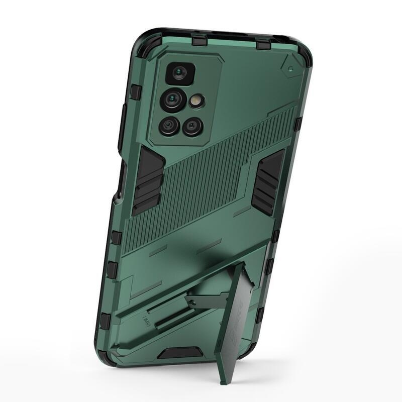 Shock odolný hybridný kryt s výklopným stojanom na mobil Xiaomi Redmi 10/Redmi 10 (2022) - zelený