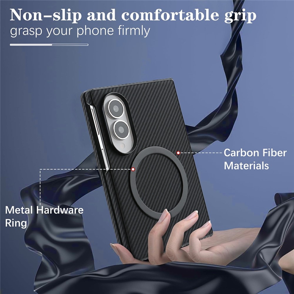 Side kryt s MagSafe a potiahnutý umelou kožou na Samsung Galaxy Z Fold8 5G - čierny