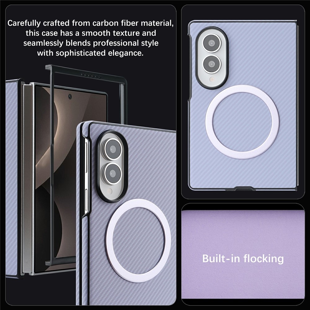 Side kryt s MagSafe a potiahnutý umelou kožou na Samsung Galaxy Z Fold8 5G - fialový