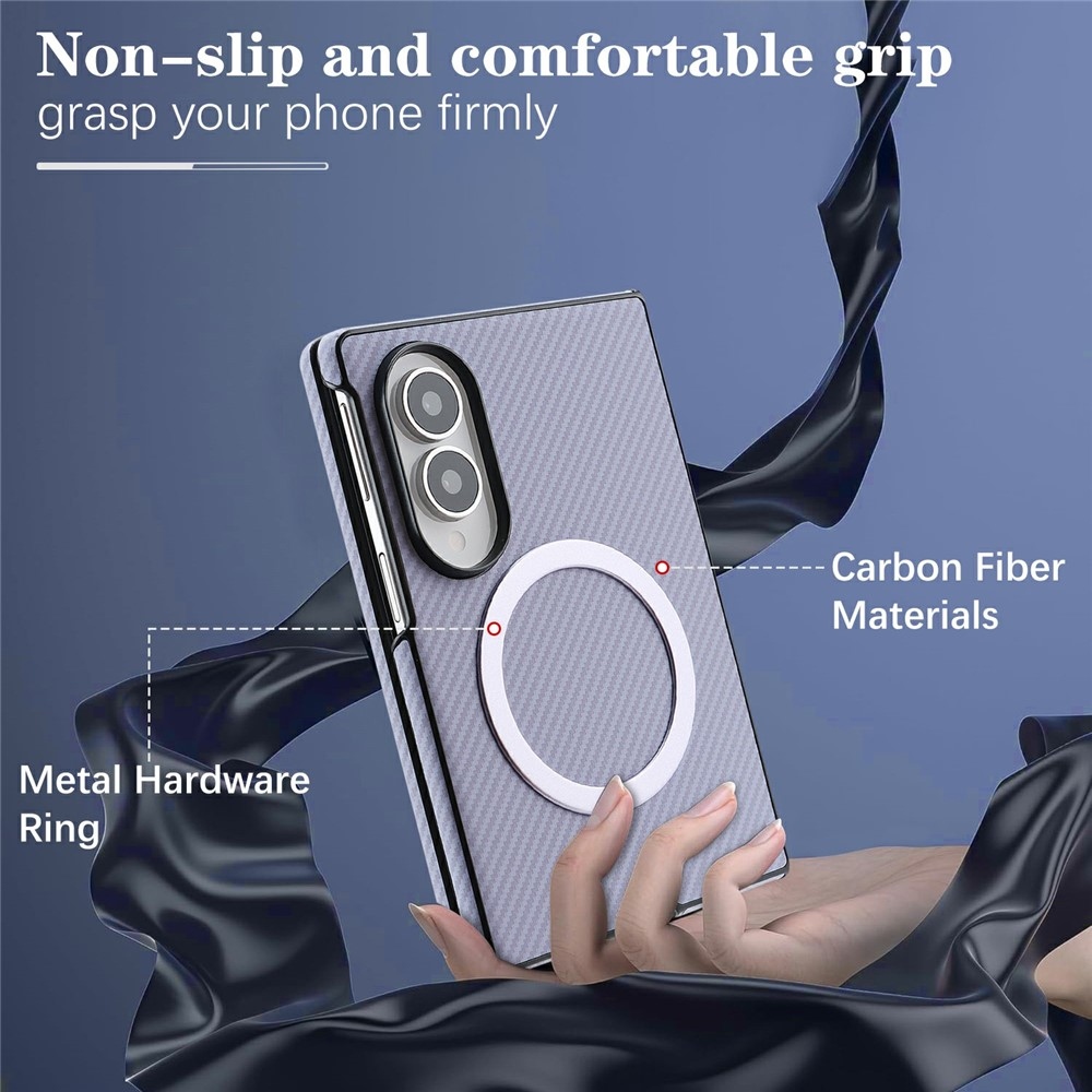 Side kryt s MagSafe a potiahnutý umelou kožou na Samsung Galaxy Z Fold8 5G - fialový