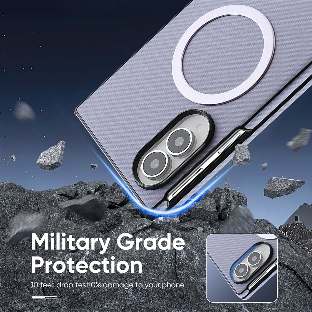 Side kryt s MagSafe a potiahnutý umelou kožou na Samsung Galaxy Z Fold8 5G - fialový