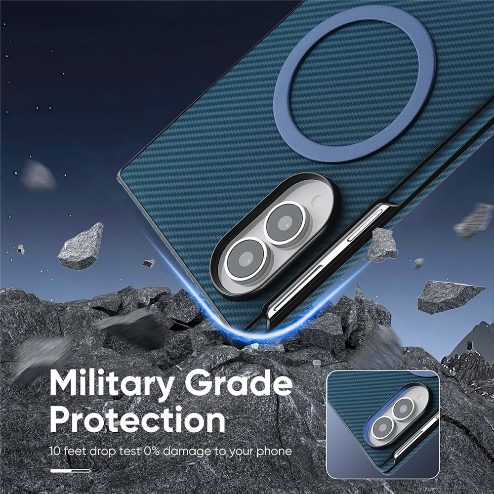 Side kryt s MagSafe a potiahnutý umelou kožou na Samsung Galaxy Z Fold8 5G - modrý