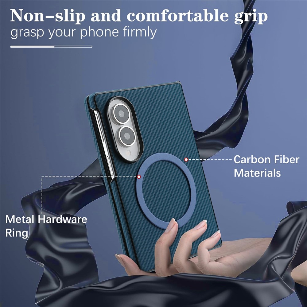 Side kryt s MagSafe a potiahnutý umelou kožou na Samsung Galaxy Z Fold8 5G - modrý