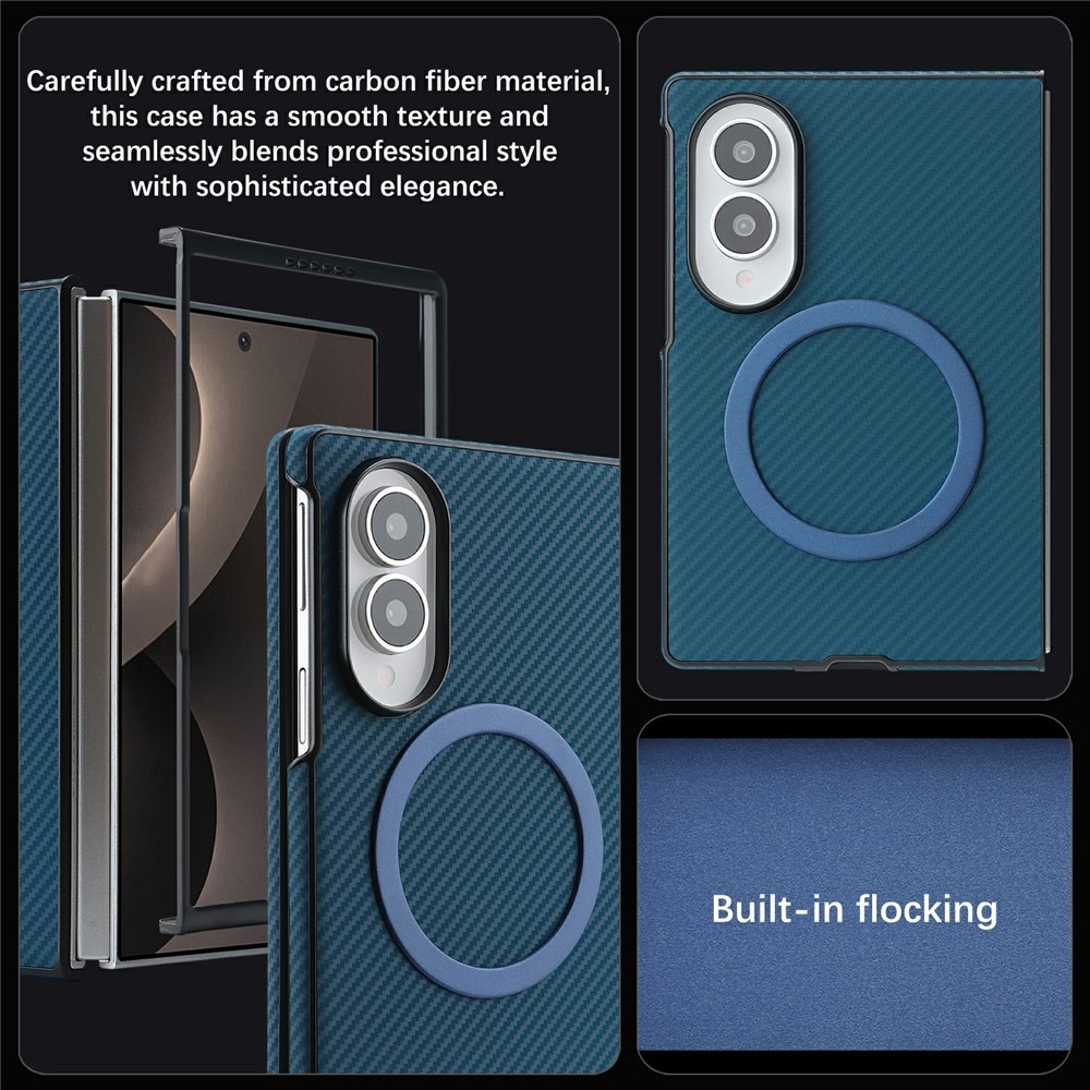 Side kryt s MagSafe a potiahnutý umelou kožou na Samsung Galaxy Z Fold8 5G - modrý