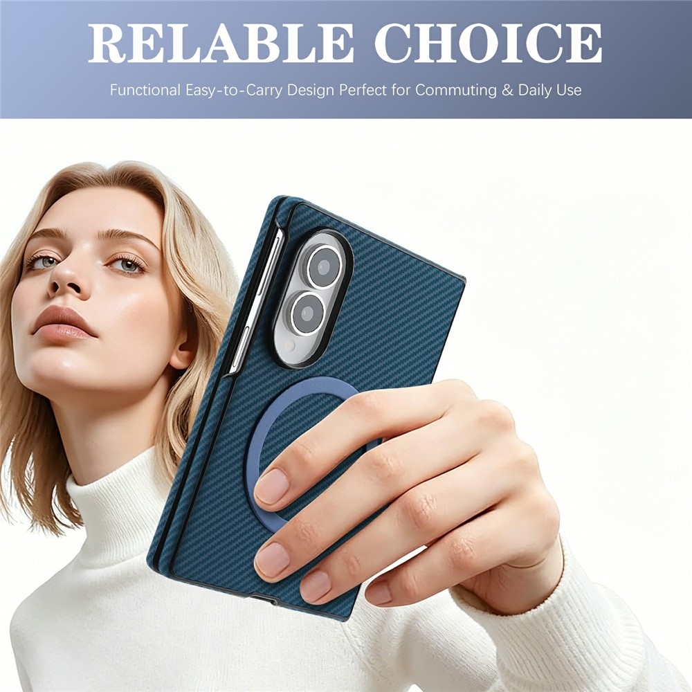 Side kryt s MagSafe a potiahnutý umelou kožou na Samsung Galaxy Z Fold8 5G - modrý