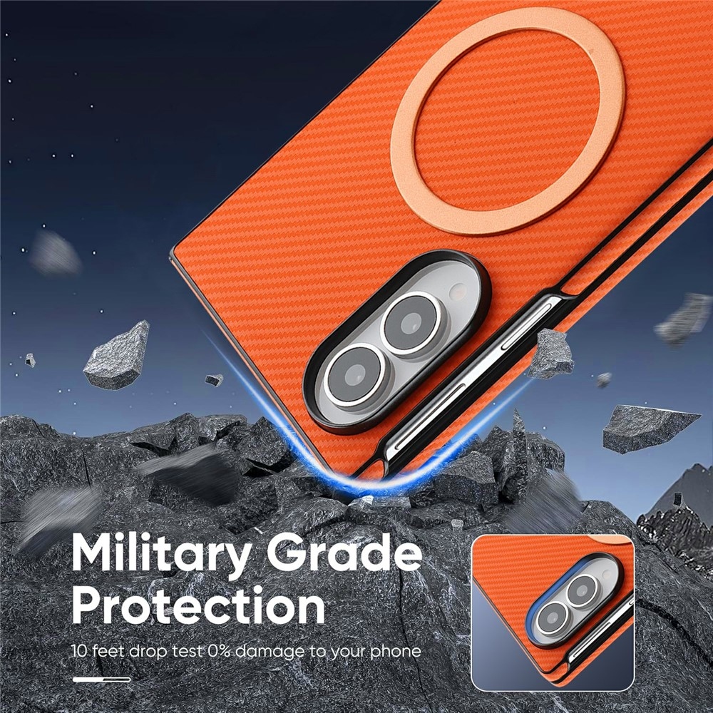 Side kryt s MagSafe a potiahnutý umelou kožou na Samsung Galaxy Z Fold8 5G - oranžový