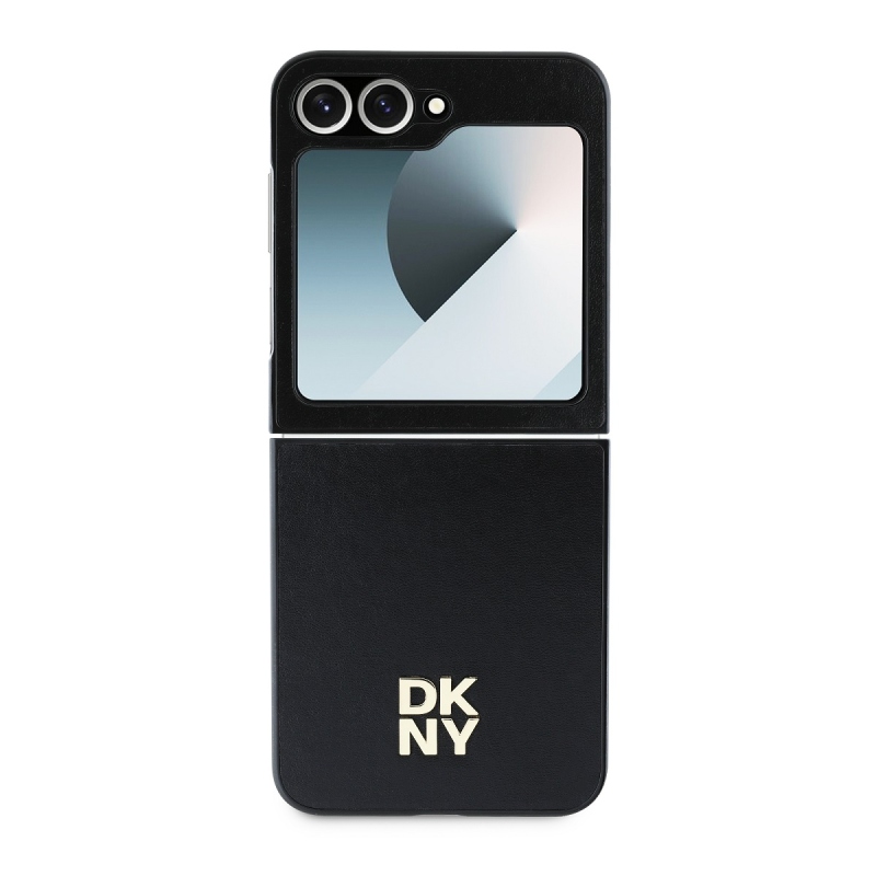 DKNY PU Leather Stack Logo Zadný Kryt pre Samsung Galaxy Z Flip 6 Black