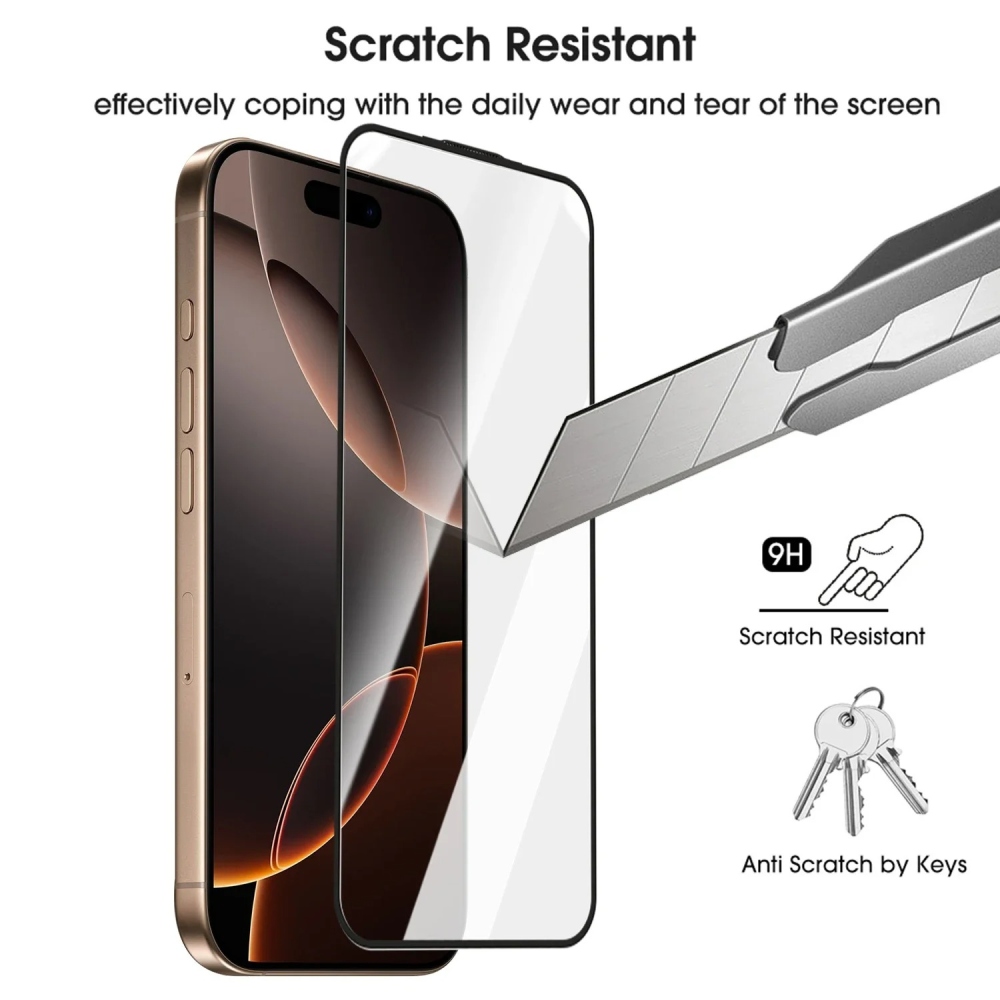 Silk celoplošné tvrdené sklo na mobil iPhone 18 Pro/17 Pro s aplikačným rámčekom