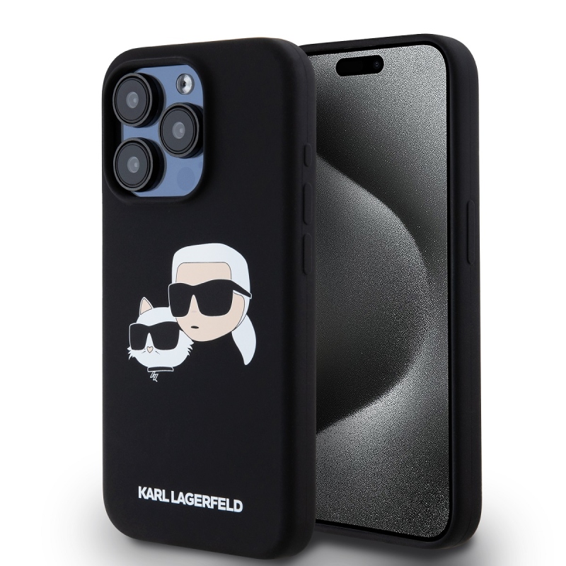 Karl Lagerfeld Liquid Silicone Double Heads Magsafe Zadný Kryt pre iPhone 15 Pro Black