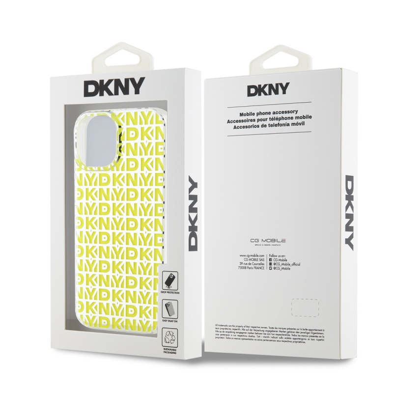 DKNY PC/TPU Repeat Pattern Zadný Kryt pre iPhone 15 Yellow