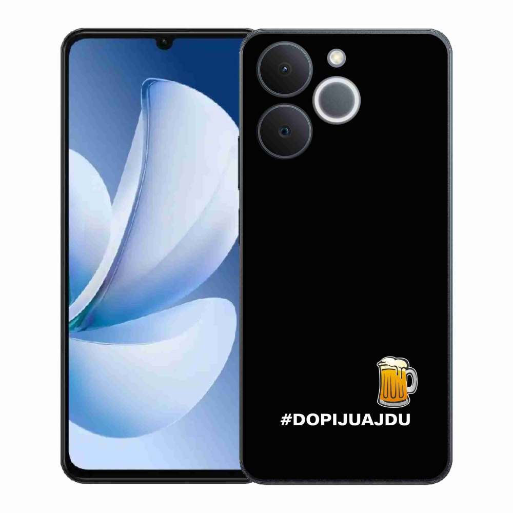 Gélový kryt mmCase na Realme Note 70T - pivný motív 1 čierne pozadie