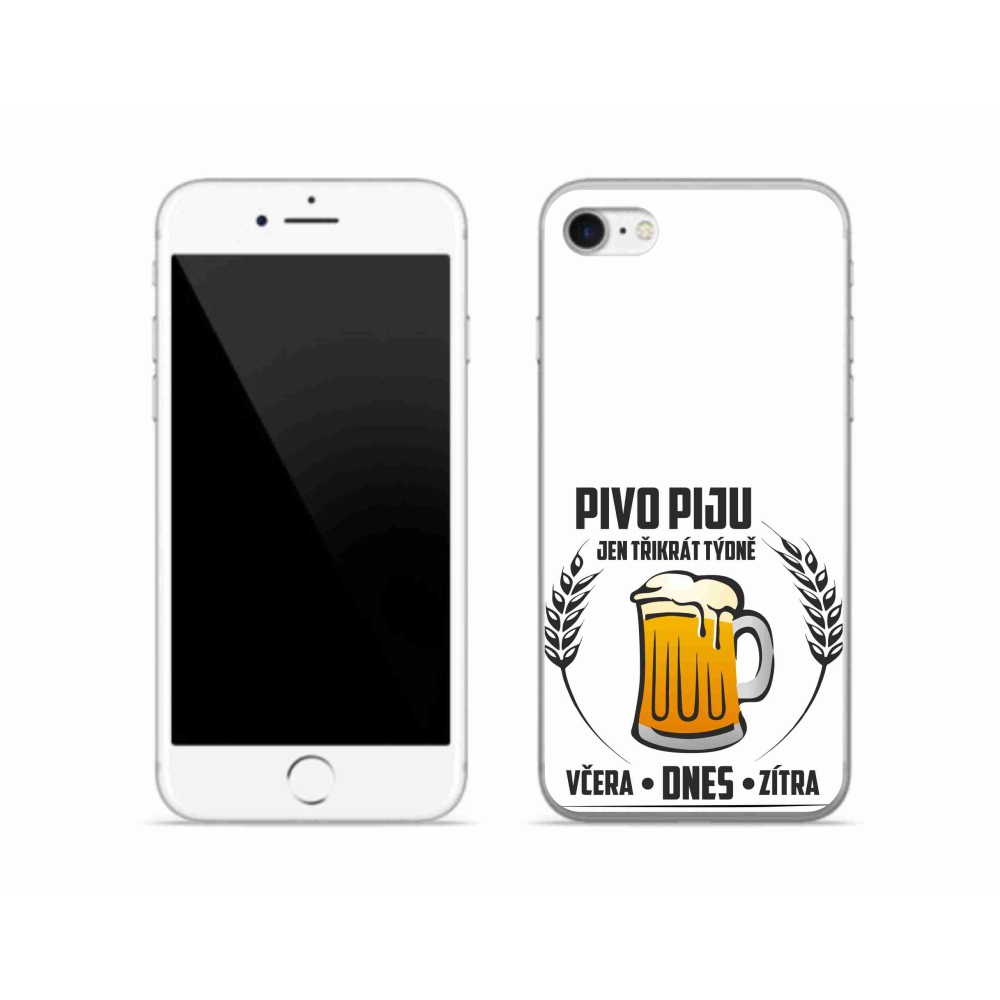 Gélový kryt mmCase na iPhone SE (2020) - pivný motív biele pozadie