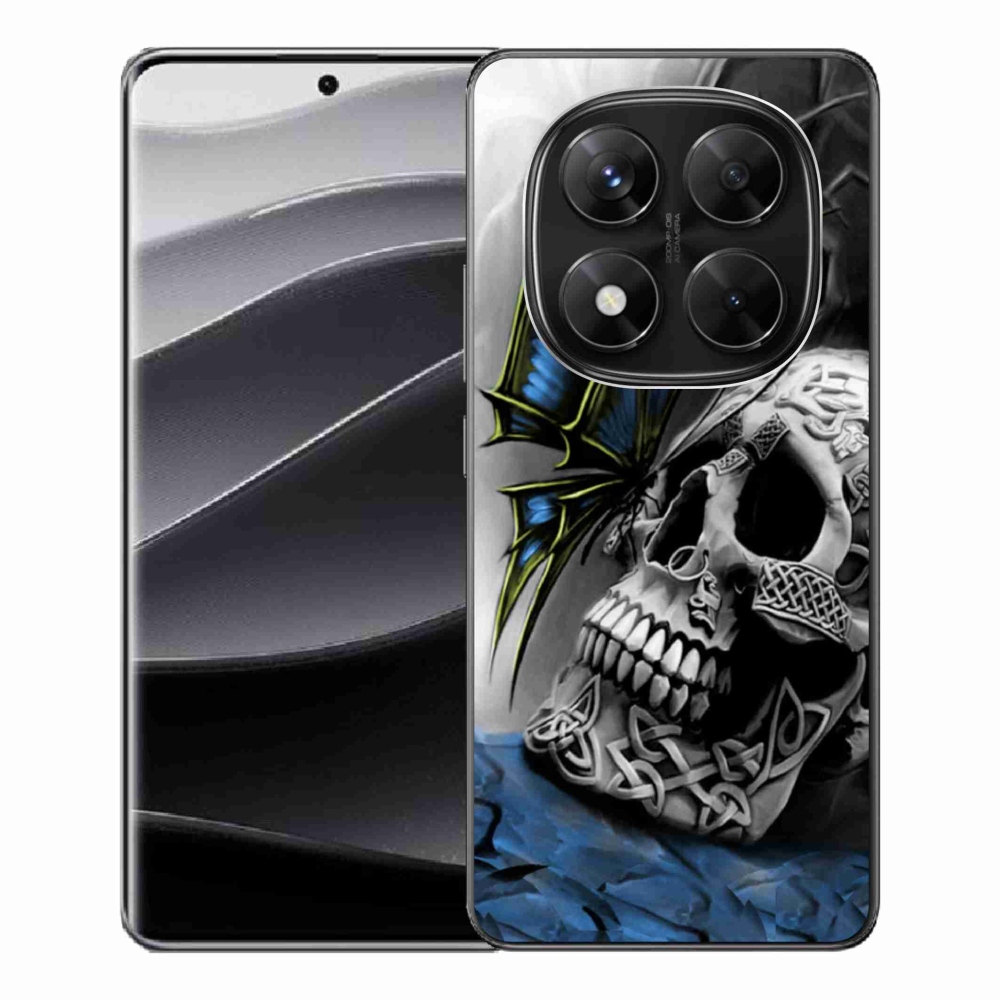 Gélový kryt mmCase na Xiaomi Redmi Note 14 Pro 5G/Poco X7 5G - motýľ a lebka