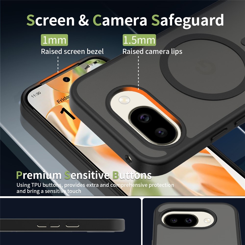 Skin gélový obal s pevným chrbtom a podporou MagSafe na Google Pixel 10a - čierny