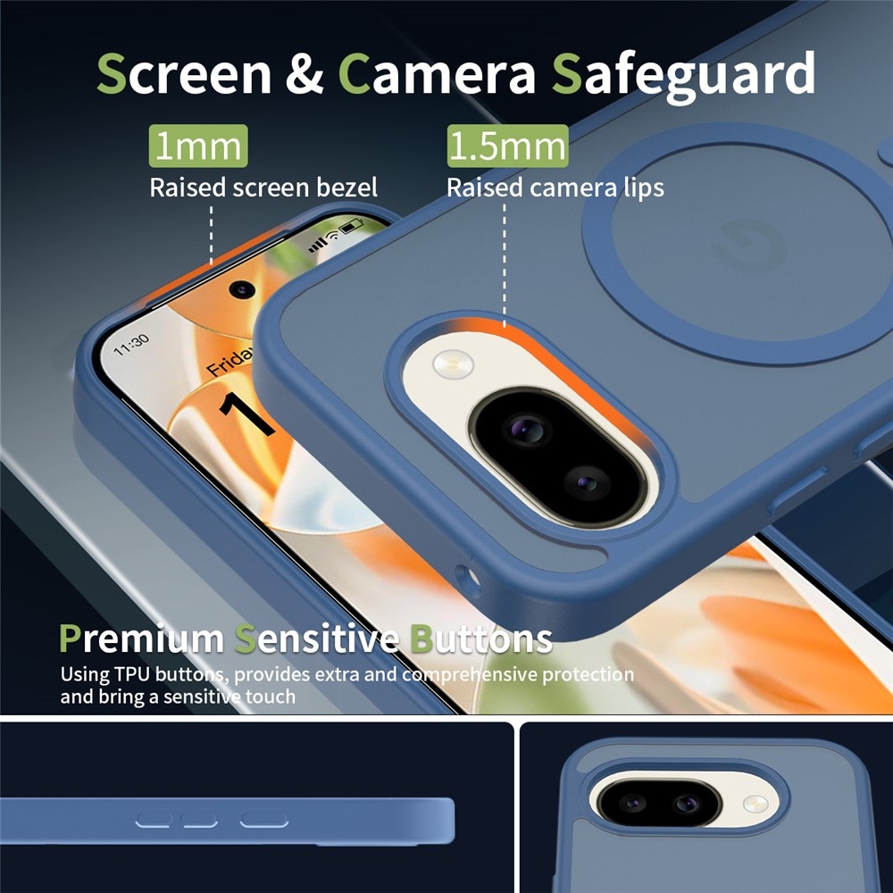 Skin gélový obal s pevným chrbtom a podporou MagSafe na Google Pixel 10a - modrý