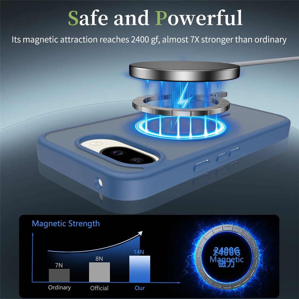 Skin gélový obal s pevným chrbtom a podporou MagSafe na Google Pixel 10a - modrý