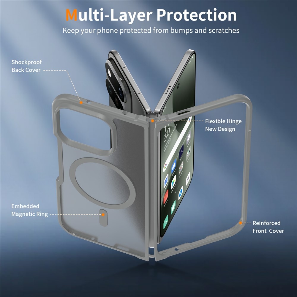 Skin gélový obal s pevným chrbtom a podporou MagSafe na Google Pixel 11 Pro Fold - šedý