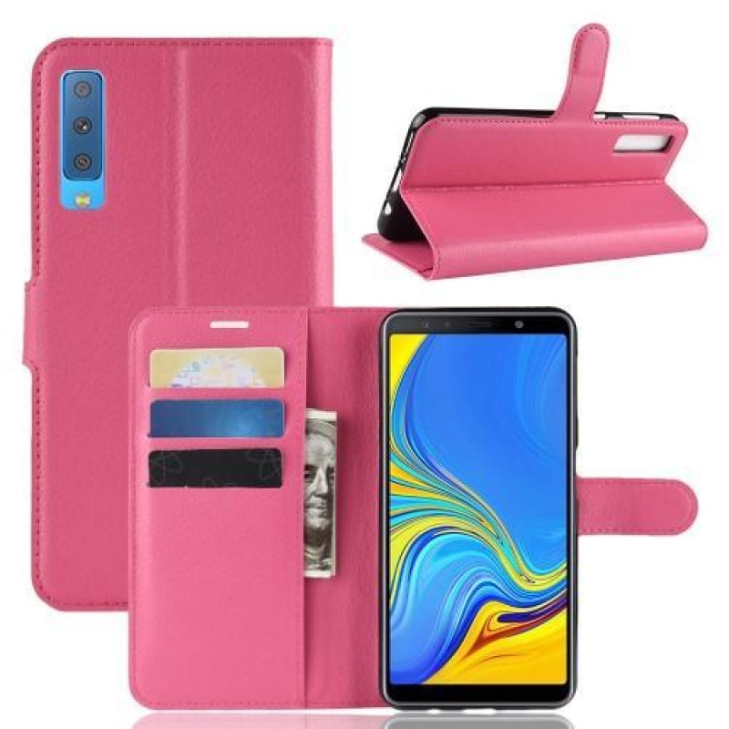 Skin PU kožené flipové puzdro na Samsung Galaxy A7 (2018) - rose