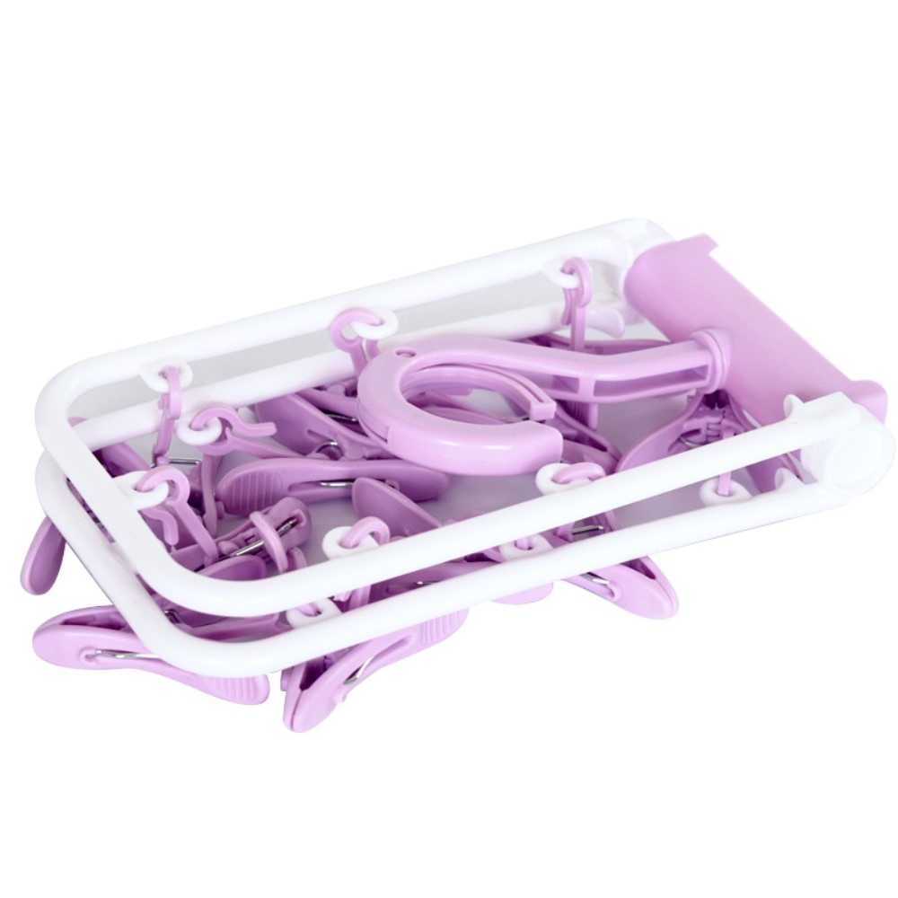 Skladací plastový sušiak na ponožky (12 kolíčkov) - fialový