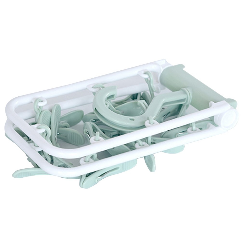 Skladací plastový sušiak na ponožky (12 kolíčkov) - zelený