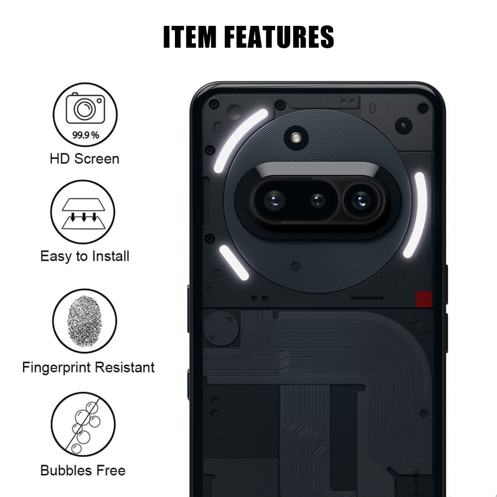 Sklo šošovky fotoaparátu na mobil Nothing Phone (3a) - čierne