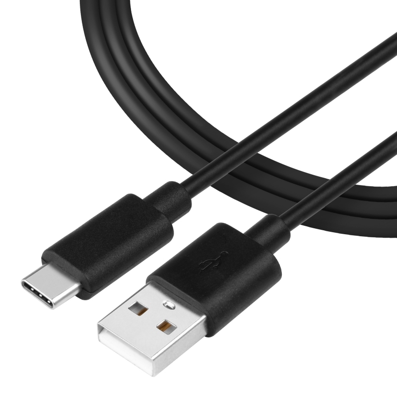 Taktický kábel s hladkým závitom USB-A/USB-C 0,3 m čierny