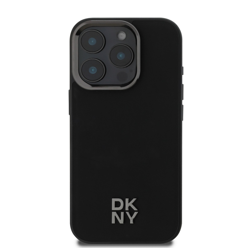 DKNY PU Leather Stack Logo Magsafe Zadný Kryt pre iPhone 16 Pro Black