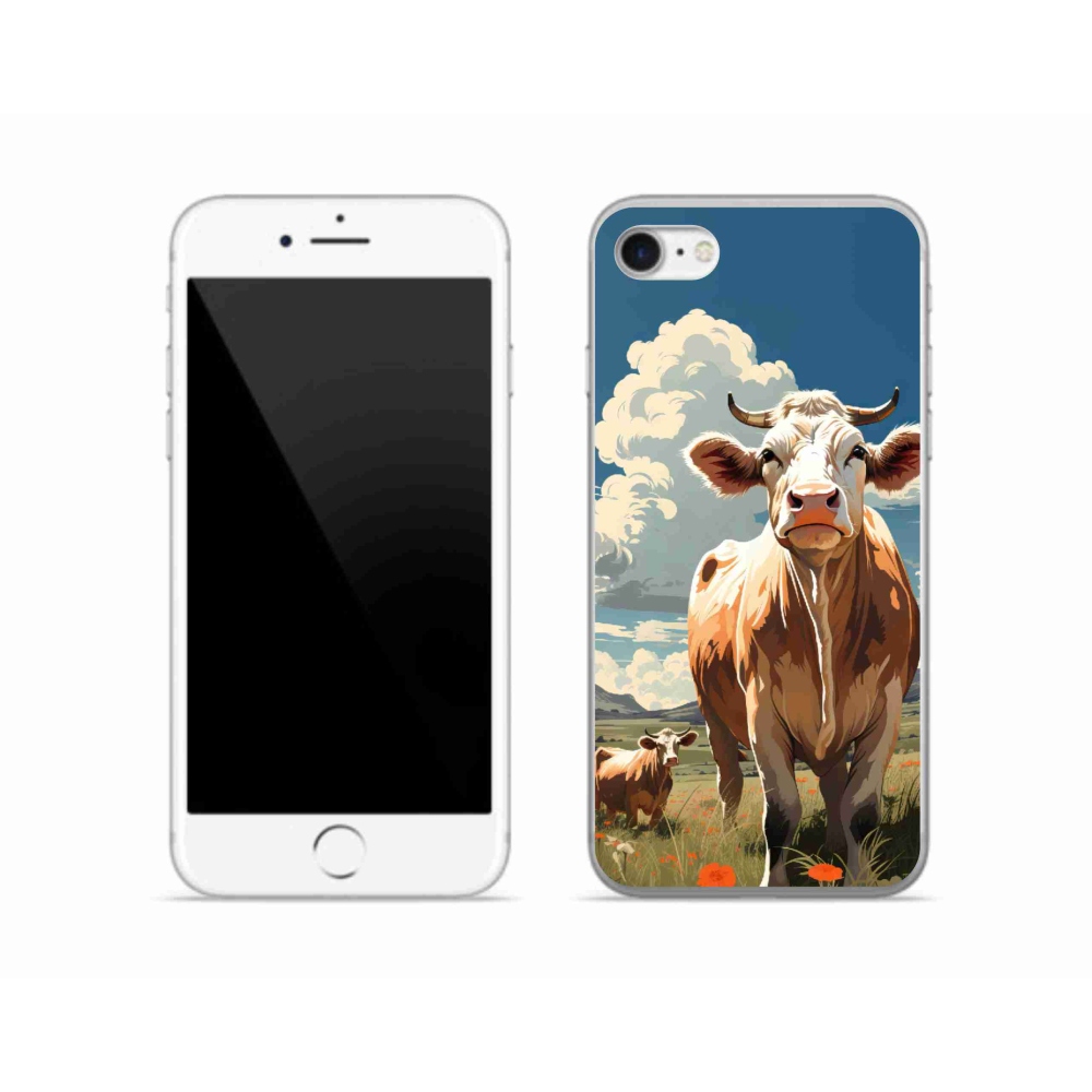 Gélový kryt mmCase na iPhone SE (2020) - kravy na lúke