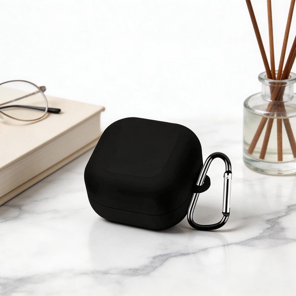 Sleeve silikónový obal s karabínou na Samsung Galaxy Buds4 Pro/Buds4 - čierny