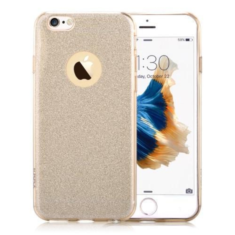 Slim gélový glitterový obal na iPhone 6s Plus a 6 Plus - zlaté