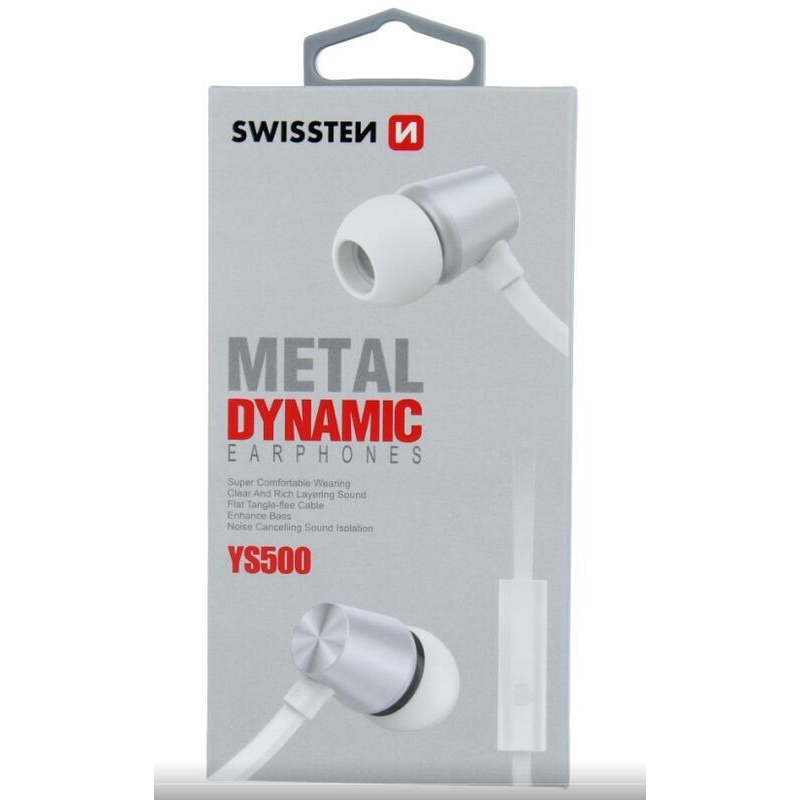 Sluchátka swissten earbuds dynamic YS500 - stříbrnobílá