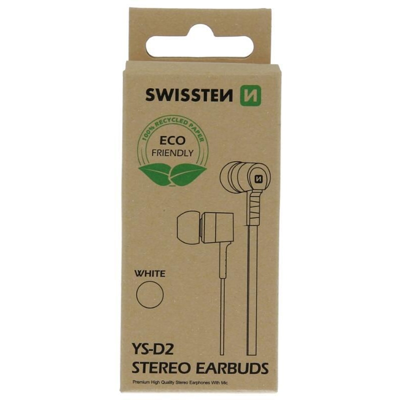 Sluchátka Swissten earbuds rainbow YS-D2 ECO - bílá