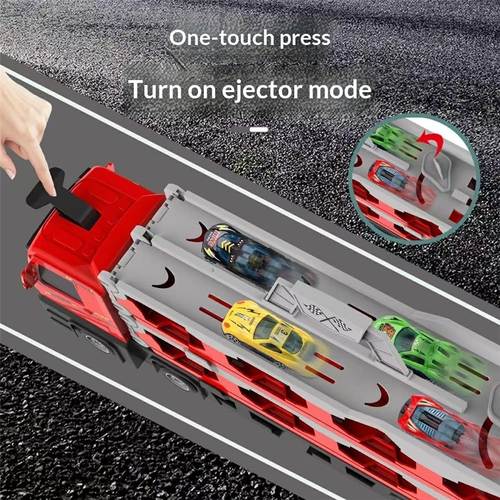 Rozkladací kamión s autodráhou a 8 kovovými autíčkami