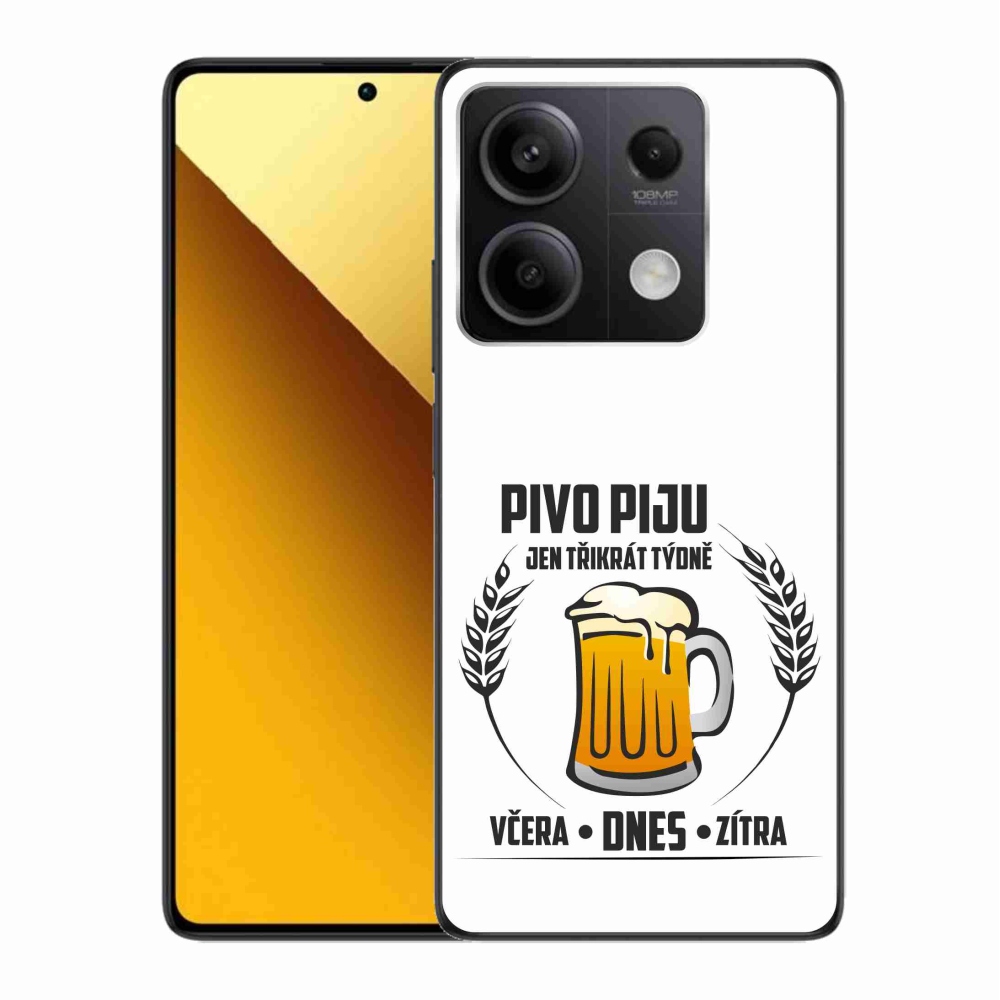 Gélový kryt mmCase na Xiaomi Redmi Note 13 5G - pivný motív biele pozadie