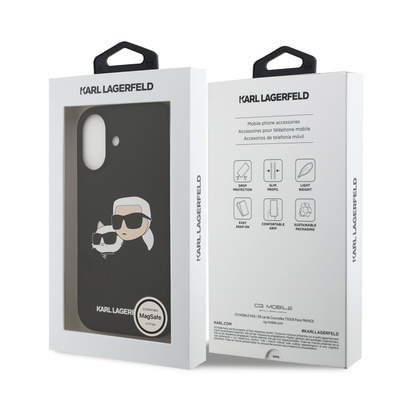 Karl Lagerfeld Liquid Silicone Double Heads MagSafe zadný kryt pre iPhone 17 Black