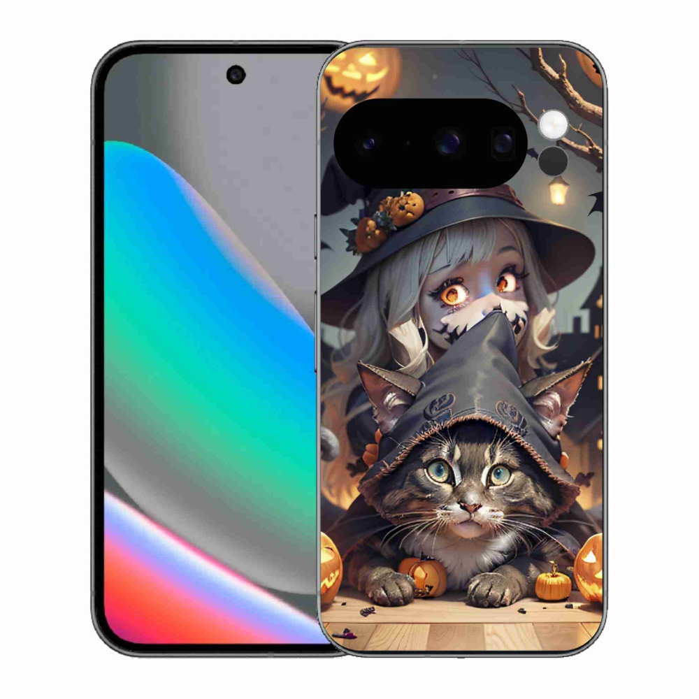 Gélový kryt mmCase na Google Pixel 10 Pro - čarodejnice s mačkou