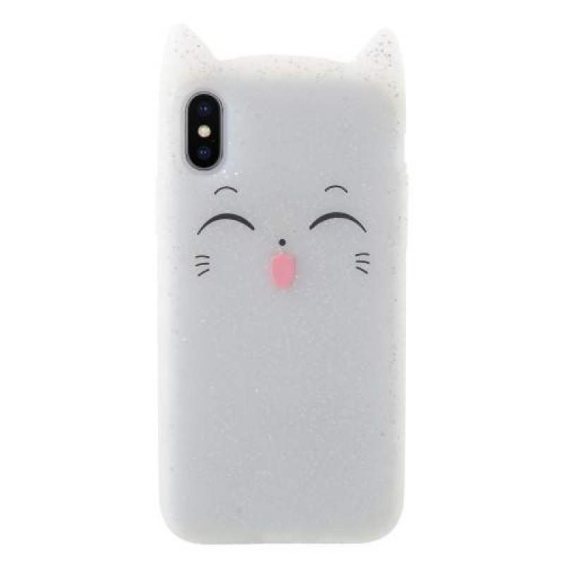 Smile cat 3D silikónový obal na iPhone X - biely
