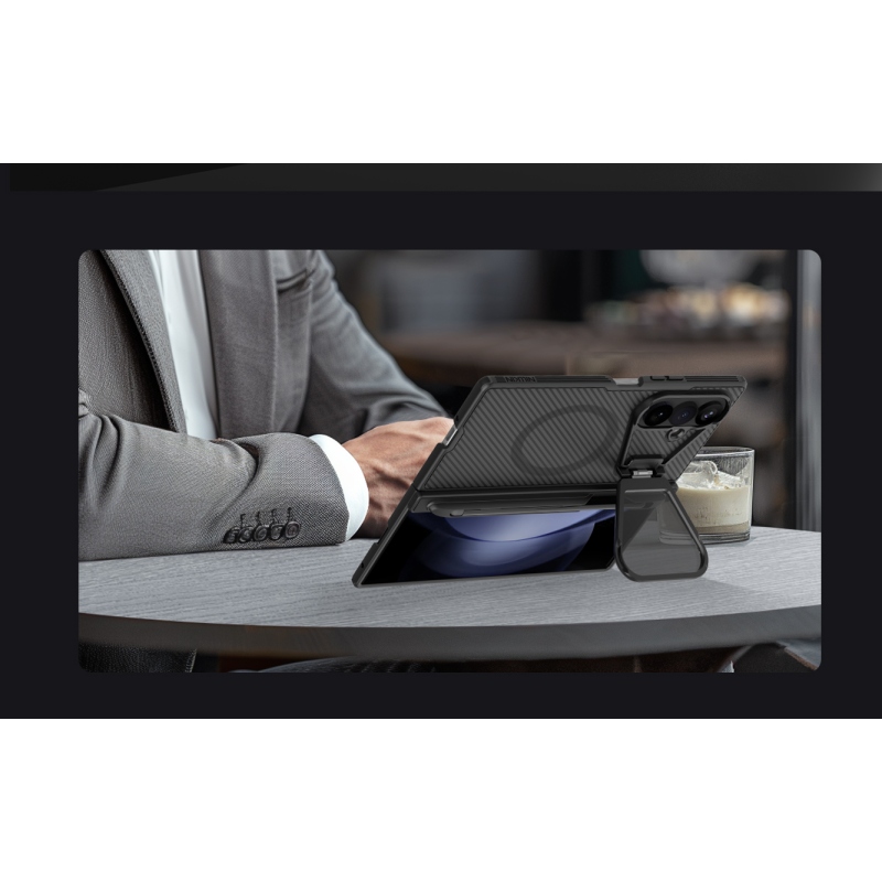 Nillkin CamShield Prop Magnetic Pen Slot (Transp. Lens) Zadný kryt pre Samsung Galaxy Z Fold 8 Ultra, priehľadný, čierny