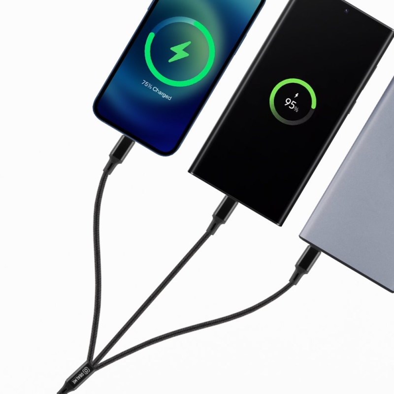 BALENIE:ME 3v1 AllConnect Fast Charge USB-A/USB-C, Lightning, Micro-USB kábel 1,2 m čierny