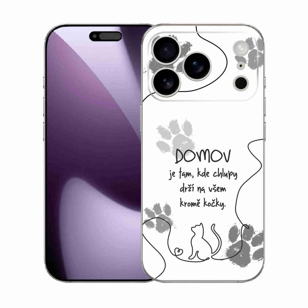 Gélový kryt mmCase na iPhone 17 Pro - mačacie motív biele pozadie