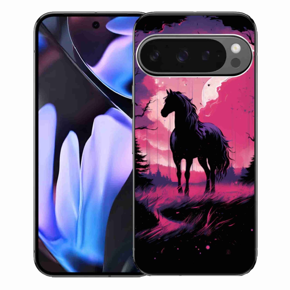 Gélový kryt mmCase na Google Pixel 9 Pro XL - čierny kreslený kôň 1