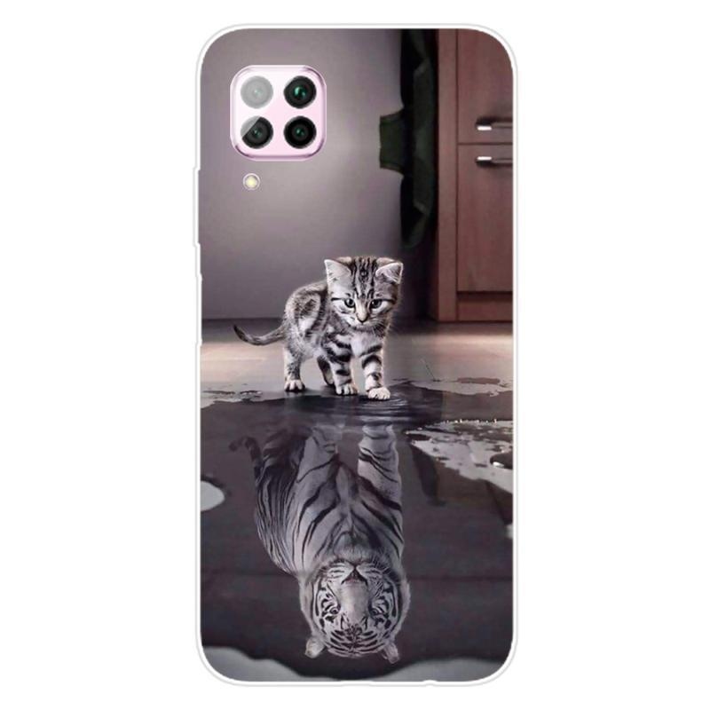 Softy gélový obal na mobil Huawei P40 Lite - mačka a odraz tigra