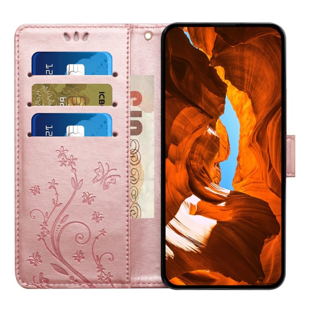 Flowers knižkové púzdro na iPhone 17 Pro - ružovozlaté